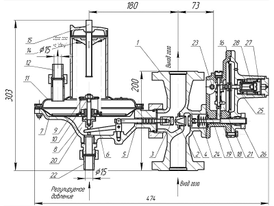 Схема регулятора давления газа РДУ-32