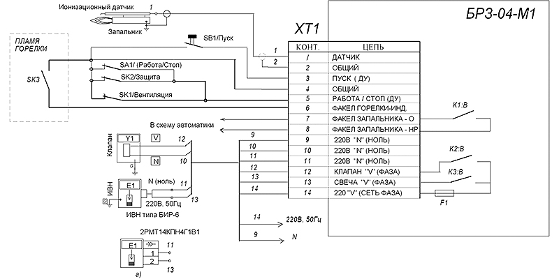 Схема внешних подключений БРЗ-04-М1