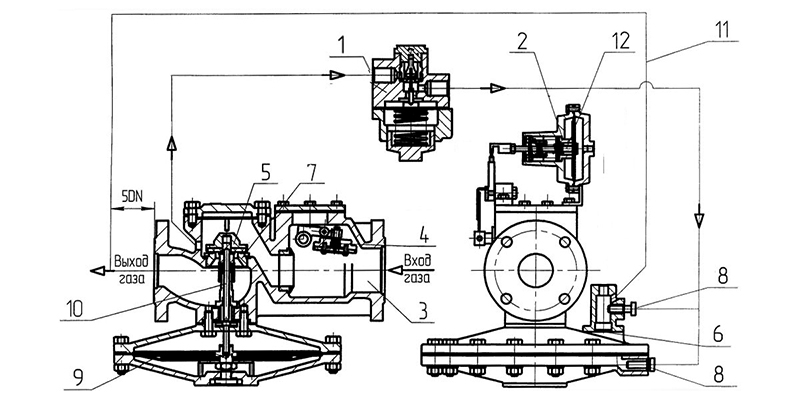 Схема регулятора давления РДГ-25Н