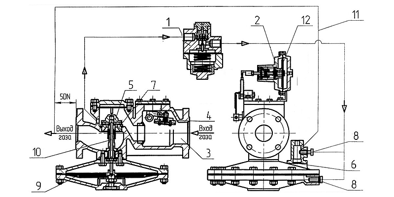 Схема регулятора давления РДГ-25В