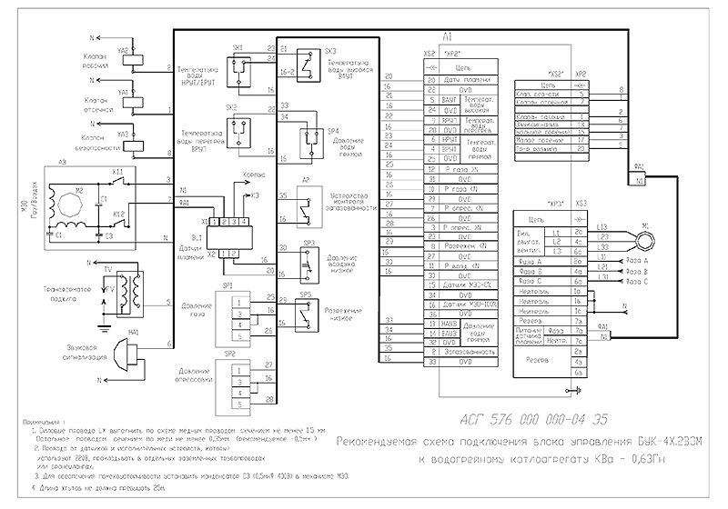 Схема подключения блока управления БУК-4Х.2ВЭМ